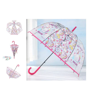 Guarda Chuva Infantil Transparente com Unicórnio Super Proteção