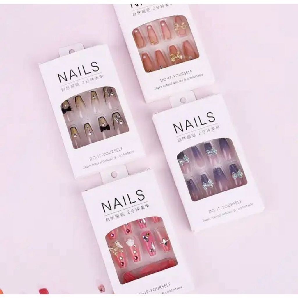 4 Cartelas de Modelos diferentes 48 Peças Unhas Postiças Artificiais ...