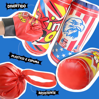 Saco De Boxe e Pancadas Com Luvas Brinquedo Infantil Kit Criança de introdução ao Esporte