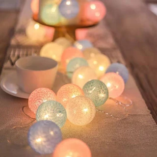 Cordão de Led Luminária Varal USB 20 Bolas Fio de Algodão