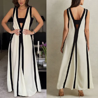 Novo vestido casual sexy duplo-face com decote em v (3514)