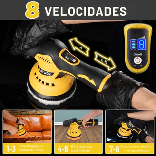 Politriz Automotiva Lixadeira Orbital Sem Fio 2 Baterias Cor Amarelo/preto 110v/220v