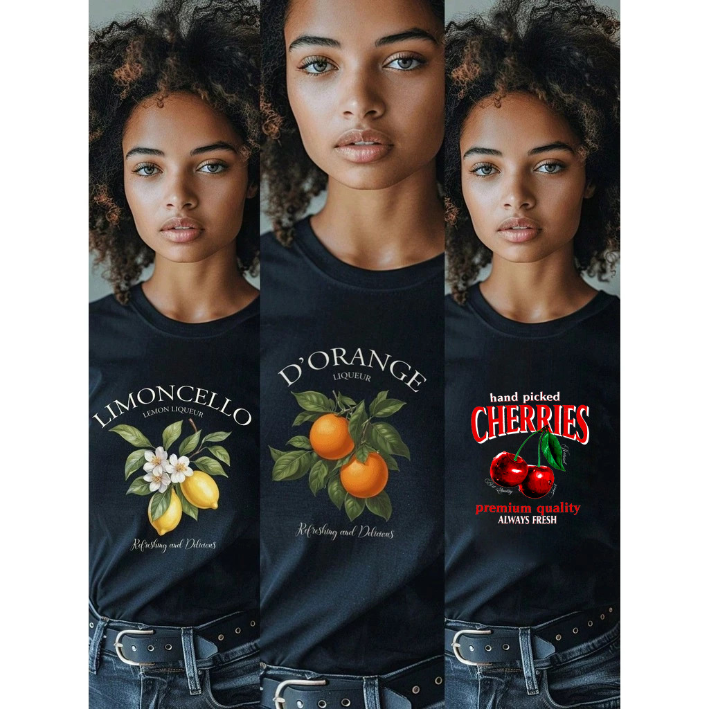 Camisetas Feminina 100% Algodão Estampada Minimalista Blusa T