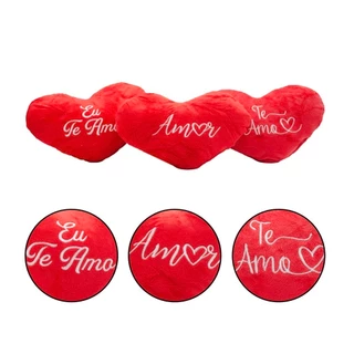 KIT 3 Mini Almofada Coração Amor Bordado Amoroso Dia dos Namorados
