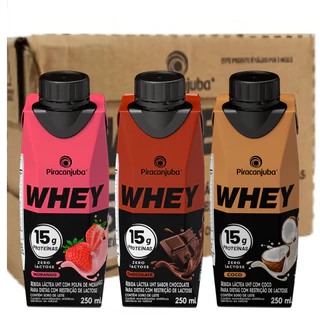 Pack 12 unidades Bebida Láctea Whey 15g de Proteína Piracanjuba Zero Lactose Pronto para Consumo