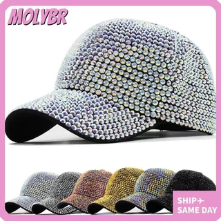 MOLYBR Boné De Sol Brilhante , Bonés De Baseball De Luxo De Algodão Rhinestones Completo Proteção Solar Ajustáveis Para Esportes Ao Ar Livre Meninas Femininas