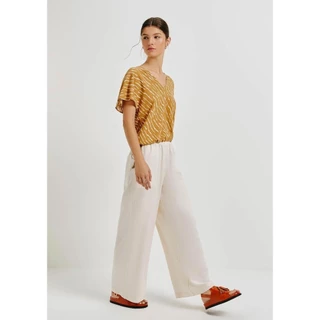 Calça Feminina Reta Cintura Alta Com Linho Hering