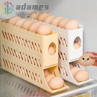 ADAMES Porta Ovos De Rolagem Automática , Plástico 30 Grades 4 Camadas De Grande Capacidade Bancada De Distribuição De Lateral De Refrigerador