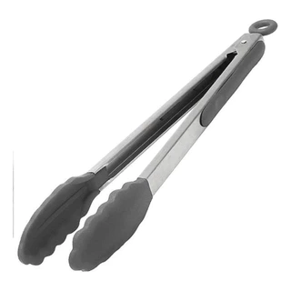 Pinça Pegador Culinário Multiuso 27cm Aço Inox Silicone Casambiente UTIN168