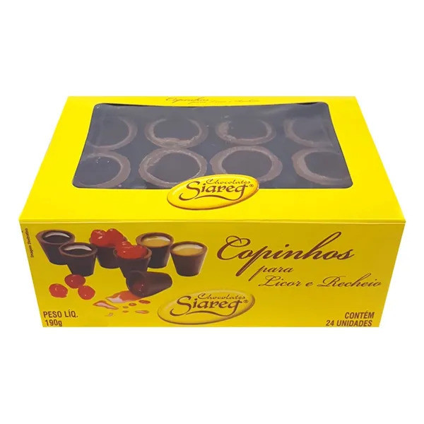 Copinhos de Chocolate p/ Licor e Recheio - 24 Unid