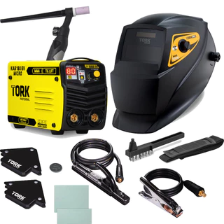 Maquina Aparelho de Solda 180 Amperes Bivolt 127/220V Com Máscara Tocha Tig 2 Esquadros Super Tork