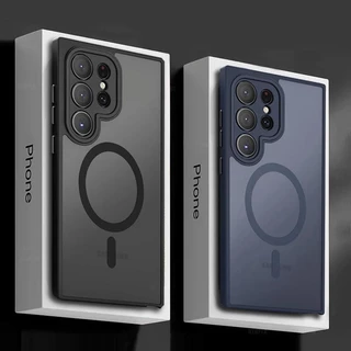 Capa Magnética De Luxo Fosca Para Telefone Samsung Galaxy S24 Ultra S23 S22 Plus Proteção Total Da Lente Sem Fio À Prova De Choque