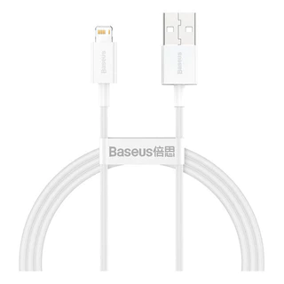 Baseus Cabo Usb P/ Lightning iPhone 2.4a 480Mbps Rápido 1m Cor Branco iPhone X 11 12 13 14 Pro Max
