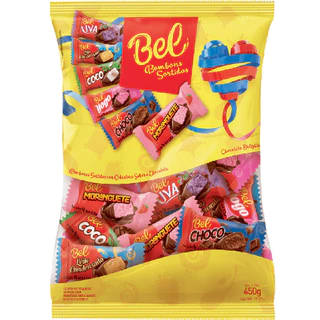 Bombom Recheado Bel Sortidos 450g Pacote C/50 Unidades