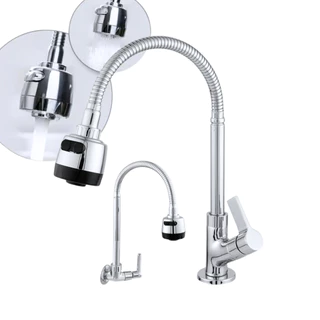 Torneira WG08 Gourmet Cozinha Parede Pia Cano Flexível Inox 1/4 de volta Cromo WG08