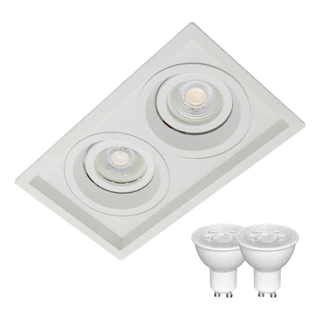 Spot Duplo Embutido Luminária De Embutir MR16 GU10 Dicroica Dupla + Led Quente Neutro Frio