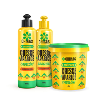 Kit Shampoo, Condicionador 300mL e Máscara 450g Chikas Cresce e Aparece