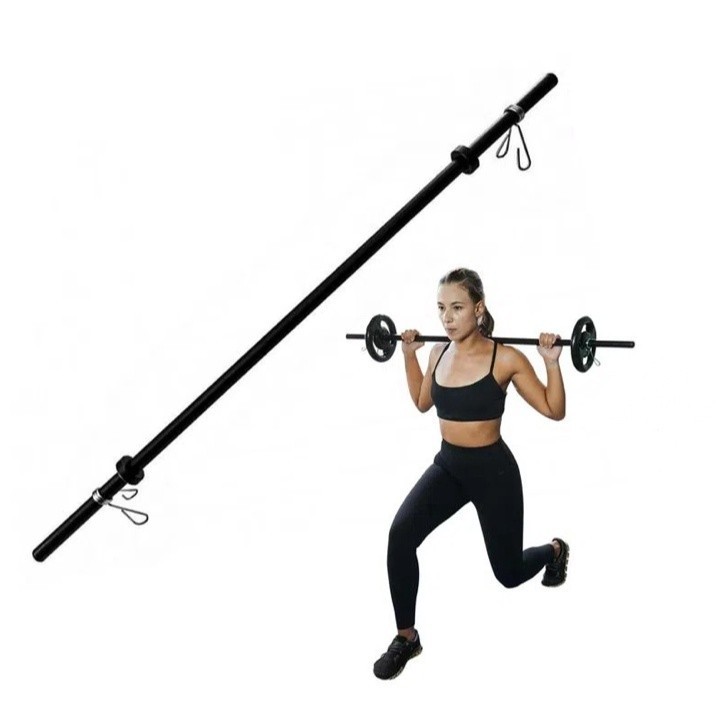Barra para Musculação Body Pump 1.20 METRO+ Presilhas para Treino Academia Fitness Treinamento em Casa Musculação
