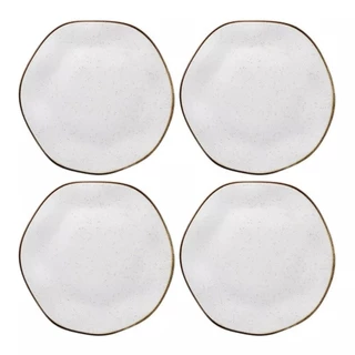 Kit Jogo 4 Pratos Rasos Oxford Ryo Maresia Porcelana 27,5 cm