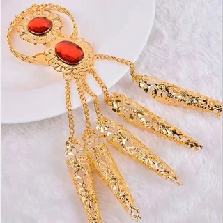 UM PAR Bracelete de mão com rubi vermelho para dança do ventre e dança indiana