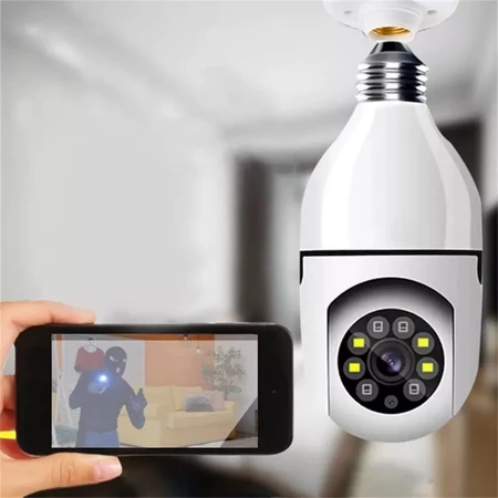 Câmera segurança wifi ip sem fio 360 com encaixe lampada bocal aplicativo yoosee ptz full HD visão noturna bivolt