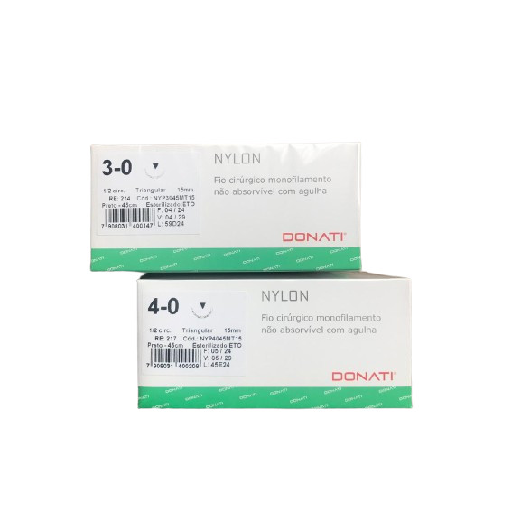 Fio de Sutura Nylon 1/2 Circ 45cm Triangular C/24 Uni DONATI | Shopee ...