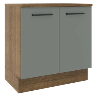 Balcão Armário de Cozinha 80 cm 2 Portas Rustic/Cinza Agata Madesa em Oferta na Shopee