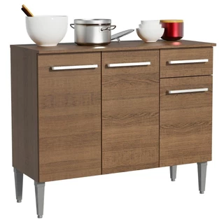 Balcão Gabinete Armário de Cozinha 3 Portas e 1 Gaveta Rustic Emilly Madesa em Oferta na Shopee