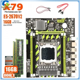 [Venda disponível mediatame.] Novo conjunto de placa-mãe de computador desktop X79G 2 servidores 8G 1600mHz memória E5 2670V2 CPU