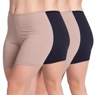Kit 4 Bermuda Short Plus Size Anagua Feminino Segunda Pele Saiote Vestido Microfibra Lingerie Moda