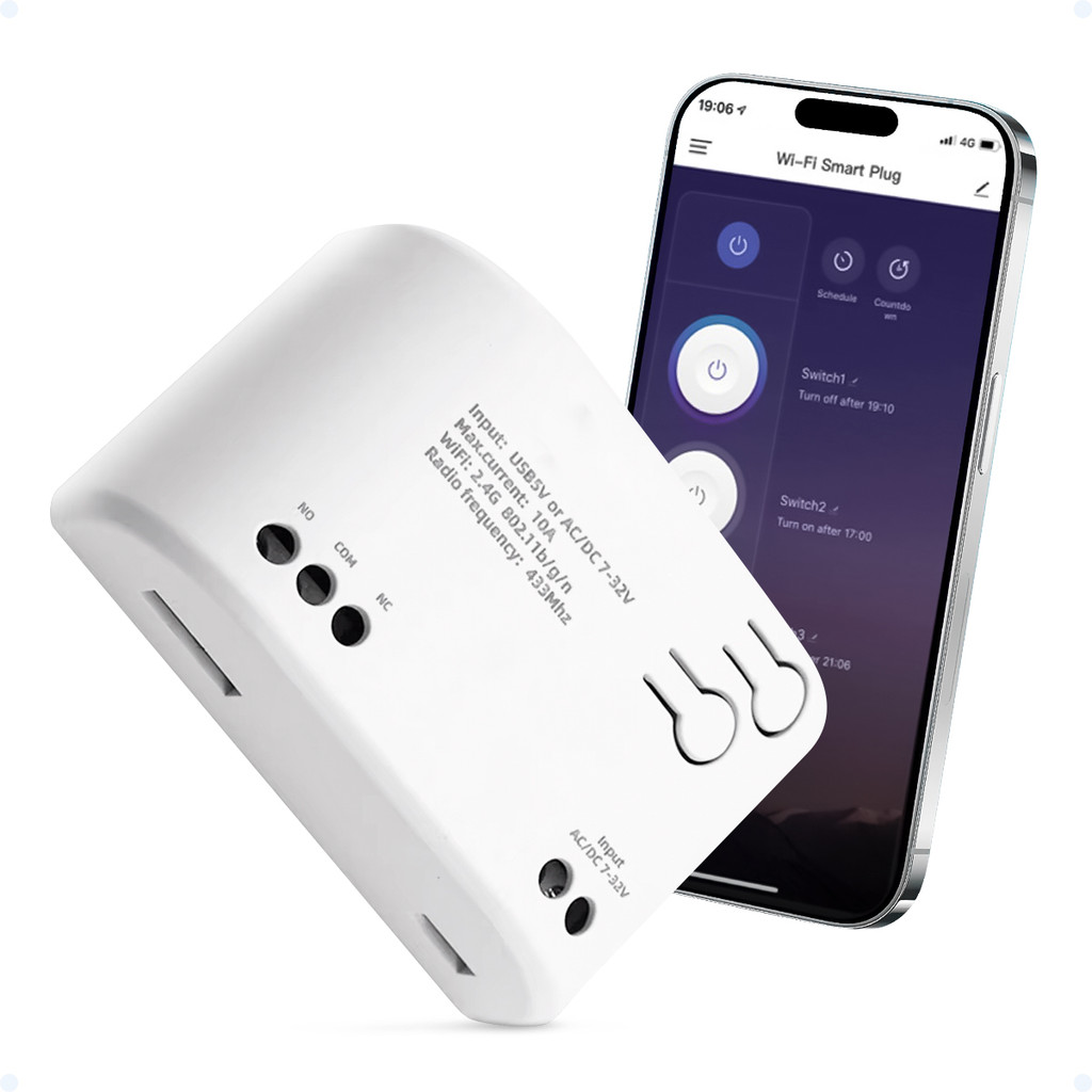 Módulo De Pulso Inteligente Wifi Alexa Tuya Smart Relé Portão Elétrico Garagem Automática