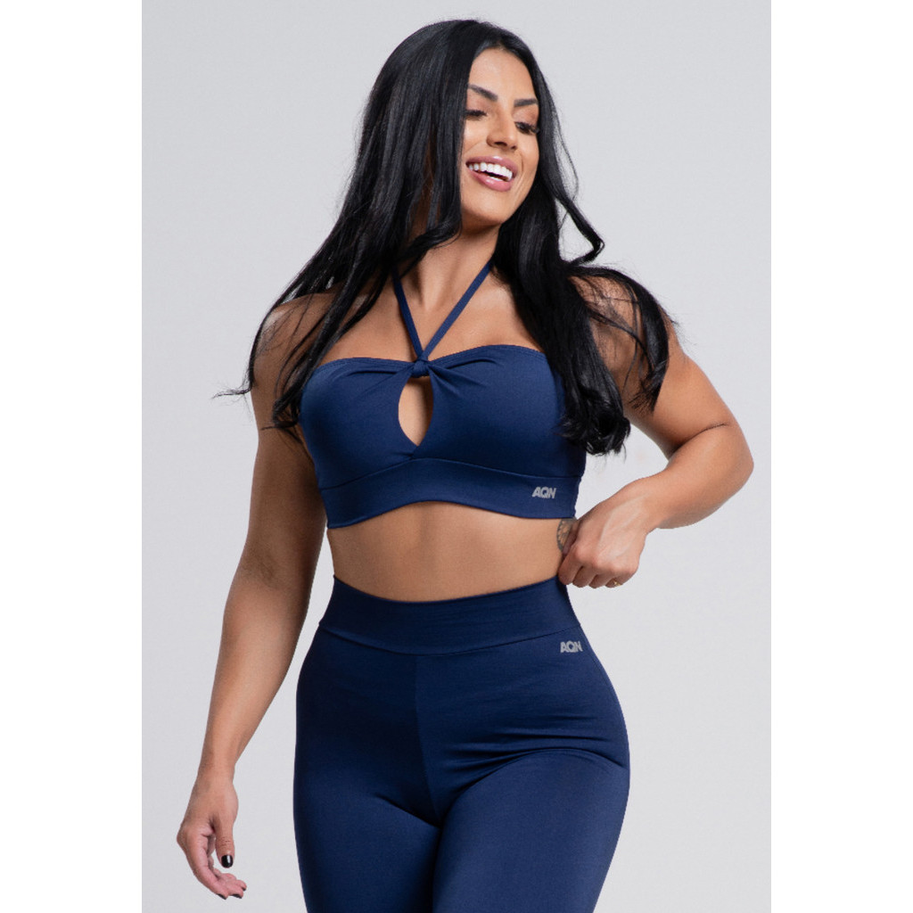 Top Versatily Marinho de Alça Fitness AQN SPORT