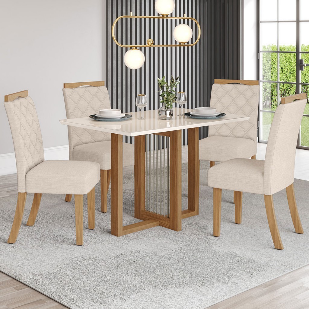 Mesa de Jantar 4 Lugares Charlotte com Vidro | Shopee Brasil
