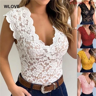 Nova Camisa De Moda De Verão Renda Sexy Ver-Através Casual Slim Fit Tops Plus Tamanho Manga Curta Temperamento Profundo Em V (WLJQ5.8)