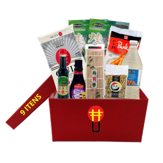 Kit Sushi Hot Roll Oriental Com 9 Itens -  Arroz, 2 Algas, Shoyu, Esteira, Vinagre, Panko, Tarê, Ger