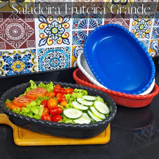 Saladeira Fruteira Grande Plástica Kits 3un a 12un Multiuso Para Saladas ou Frutas Pote Grande.