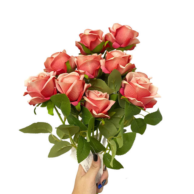Rosa Decorativa In Vaso Di Plastica 16 Cm – Colori Rosa/giallo/rosa, Fiore Finto Realistico - 3