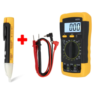 Kit 2x1 Caneta Teste Tensão Corrente + Multímetro Profissional digital com 3 ½ dígitos painel Iluminado com bateria 9V inclusa