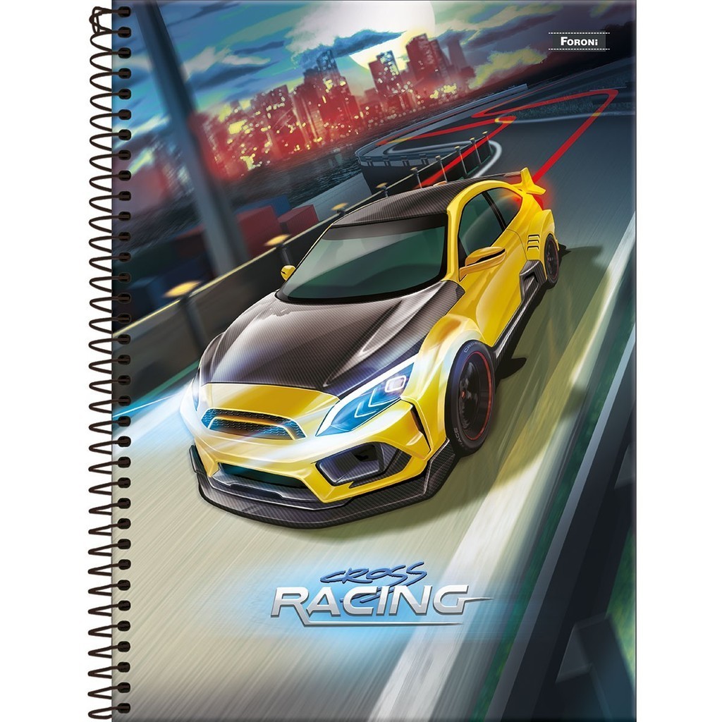 Caderno Universitario 12 Materias Cross Racing Capa Dura | Shopee Brasil