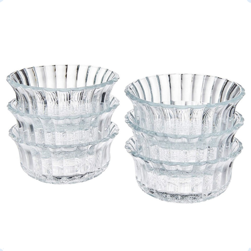 Conjunto potes sobremesa sorvete petisco 6 peças vidro 255 ml