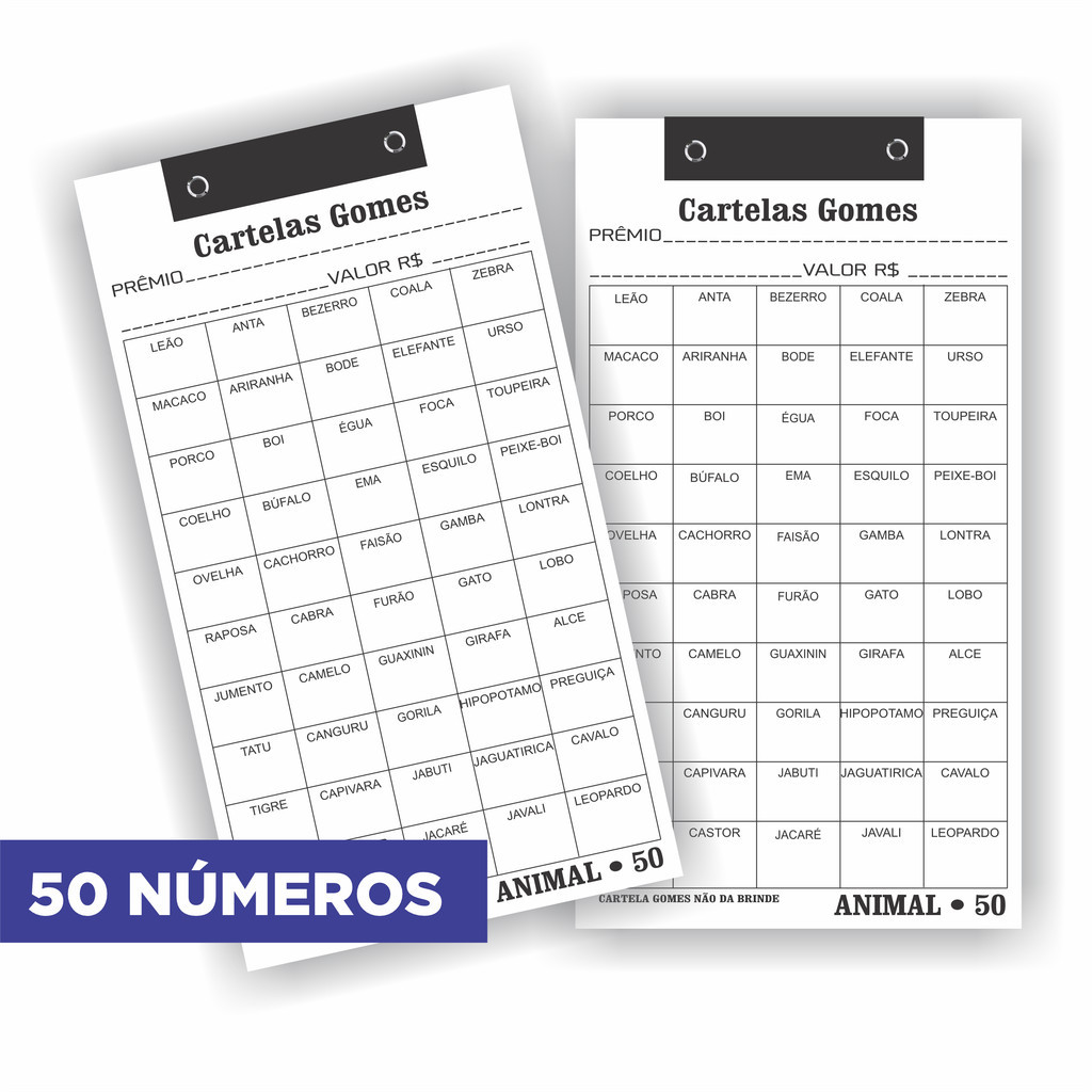 10 Cartelas de rifas c/ 50 NUMEROS | Shopee Brasil