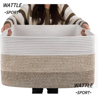 Cesto De Roupa Suja WATTLE , Cesta De Cobertor De Toalhas De Roupas Tecidas Armazenamento Retangular De Corda De Algodão