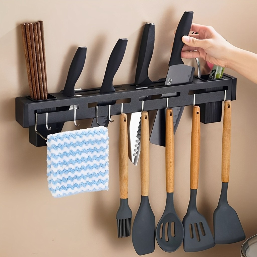 Suporte Organizador P/ Utensílios Cozinha Gancho Parede Pano