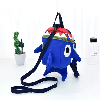 Mochila Infantil Tubarão Fofo Anti Perda Jardim De Infância Bolsa De Ombro Corda De Tração Mochilas Pequenas