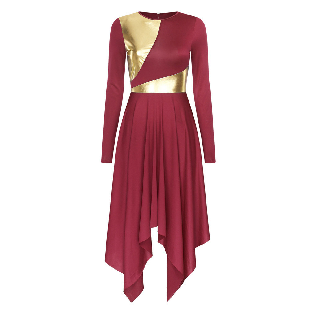 Yeahdor Feminino Metálico Louvor Vestido De Dança Lítrico Igreja Adoração  Traje Manga Longa Lírica