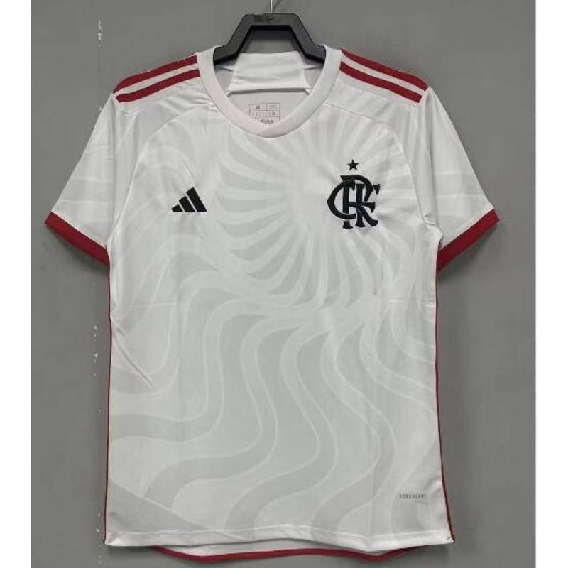 2023-2024 Flamengo White Away Tailândia Camisa De Futebol Masculino De Longa Distância