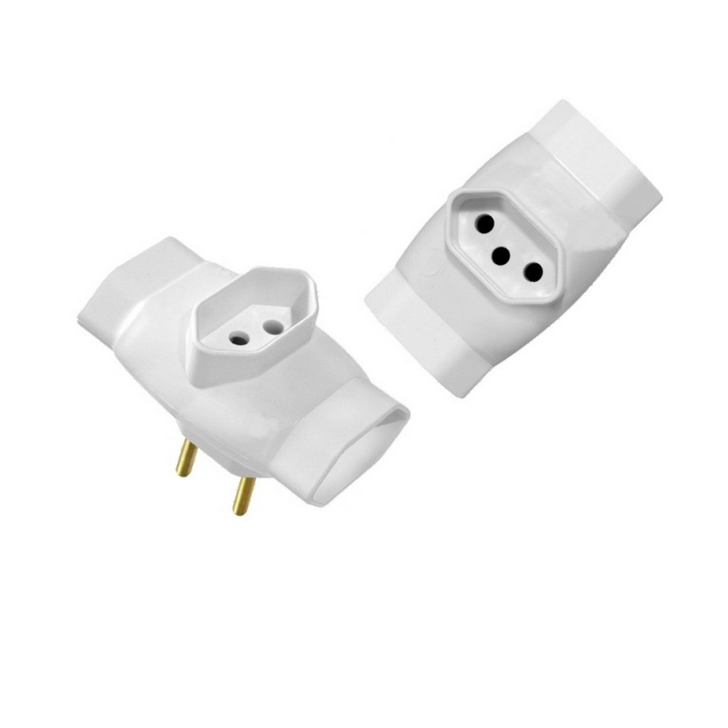 2 Adaptador Tomada Benjamin Plug T 3 Pinos 2P 10A Universal | Shopee Brasil