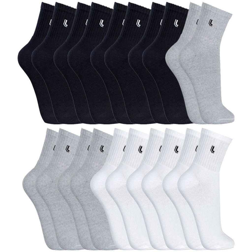 Kit com 10 Pares de Meias Cano Médio Algodão Lupo