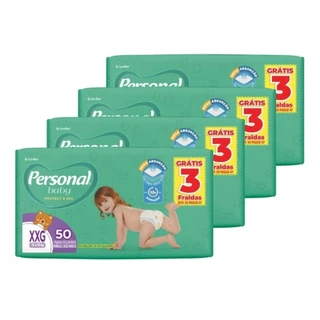 Fralda Descartável Personal Soft & Protect Hiper Tamanho XXG - 4 Pacotes com 50 Fraldas - Total 200 Tiras em Oferta na Shopee