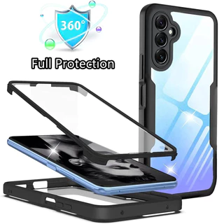 Capa 360 Anti-Impacto Para Samsung Galaxy A05S A05 A15 A25 A35 A55 A03 Core A13 Lite A23 A33 A53 A73 A04S A04 A14 A24 A34 A54 A12 A22 A32 A52 A72 A52S M12 M32 Corpo Inteiro Frente + Traseira De Celular Transparente